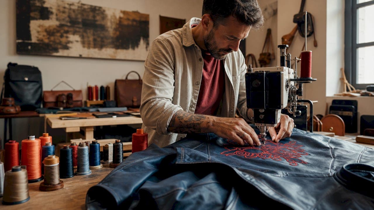 Hoe werkt broderie op een leren jas?